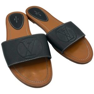 Louis Vuitton Lock It Flat Mule Slide Sandal in Black